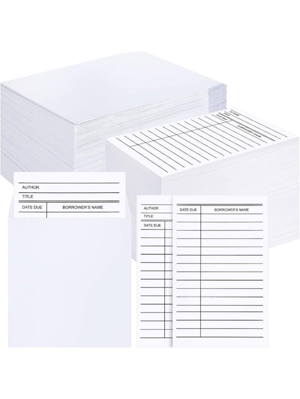 500 Pcs Self-Adhesive Library Card Pockets & Due Date Cards - White Storage